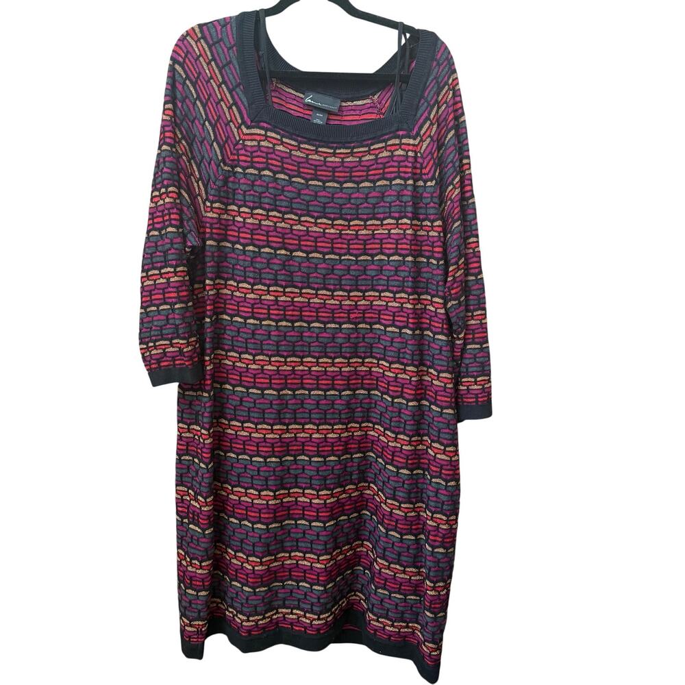 Lane Bryant Knit Dress Size 22/24 Colorful Casual Metallic Stripe